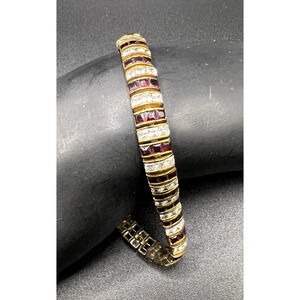 Designer DBJ Tennis Bracelet Sterling Silver Garnet CZ 925 Gold Vermeil 7"